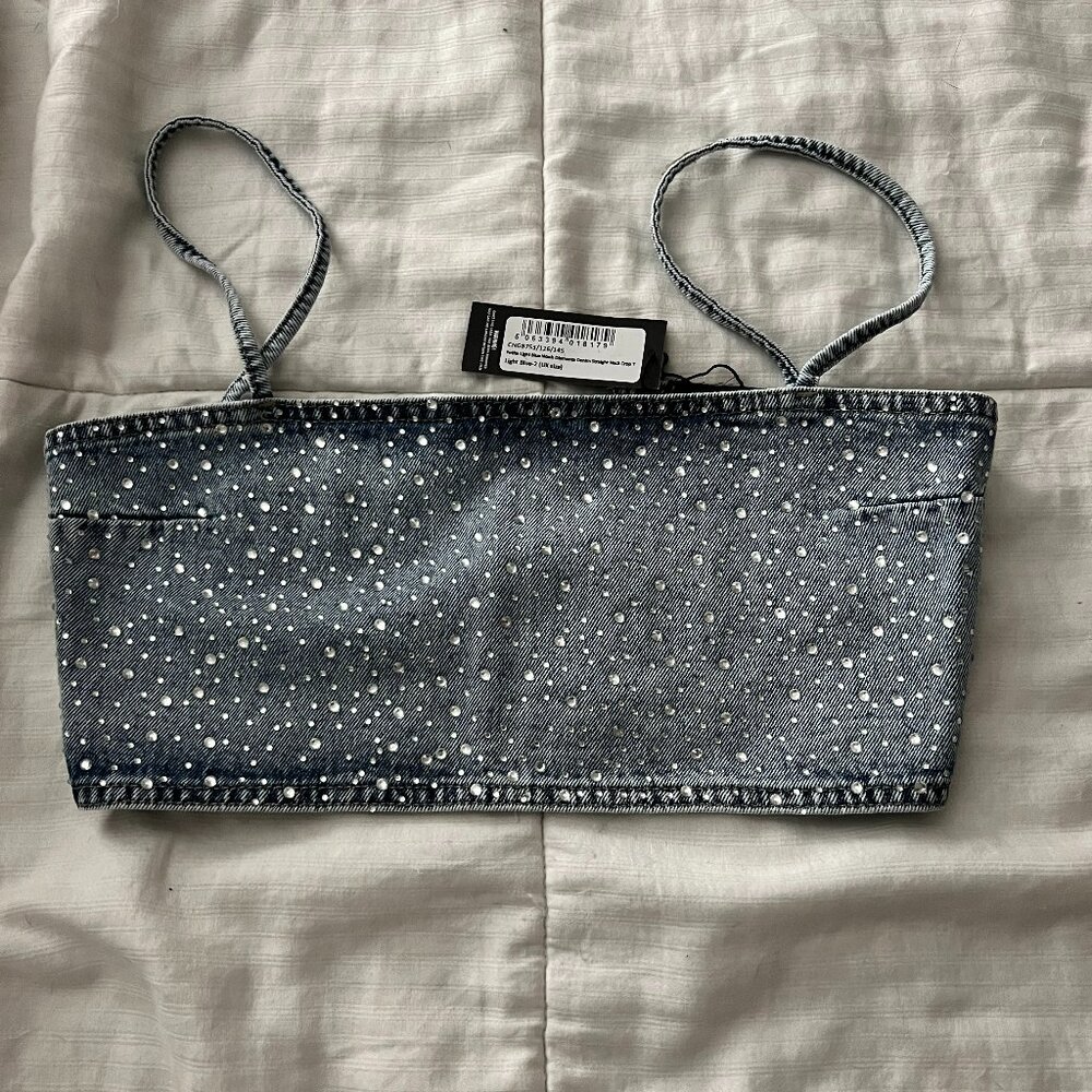 PRETTY LITTLE THING RHINESTONE JEAM CROP TOP